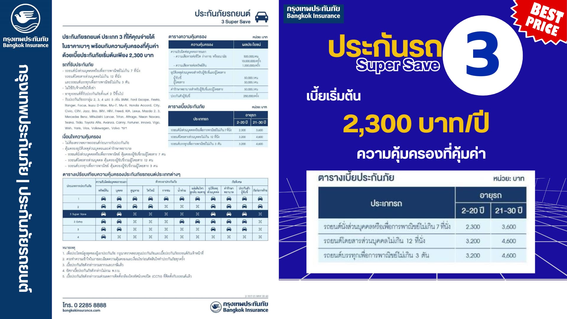 กรุงเทพ ป3 SuperSave - แผนประกันภัยรถยนต์